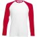 Camiseta manga larga unisex mangas contrastada 160 gr personalizada blanco/rojo