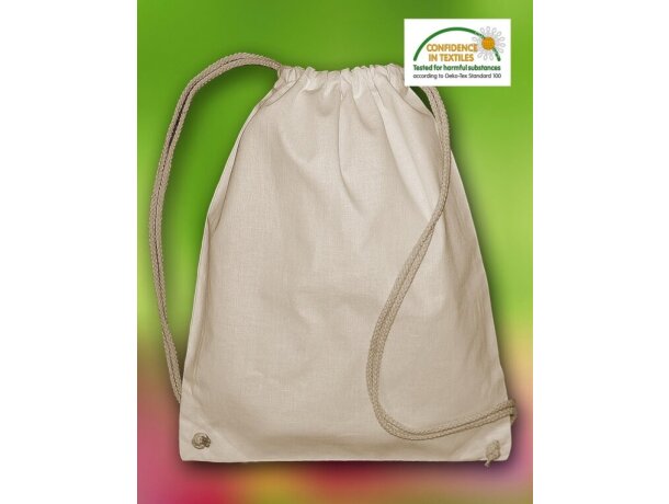 Bolsa mochila de cuerdas de algodón orgánico