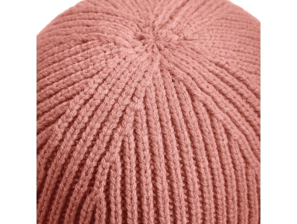 Gorros invierno dobladillo unisex poliéster canalé Rosa rubor detalle 2