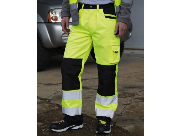 Pantalon de trabajo Safety Cargo Amarillo fluorescente detalle 1