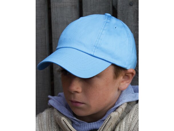 Gorra de baseball promocional y barata de 6 paneles para niños Azul cielo detalle 1