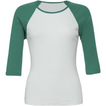 Camiseta manga 3/4 Raglán contraste blanco/verde