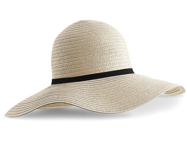 Sombreros personalizados paja papel ala ancha Marbella Beechfield Natural detalle 4