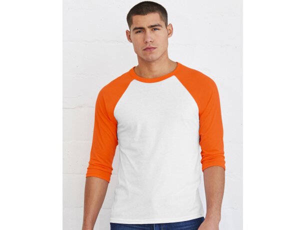 Camisetas manga larga para empresas poliéster 128 g/m2 Baseball Natural/verde bosque detalle 1