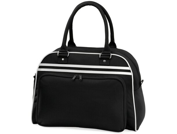 Bolsa de viaje retro tipo bolos personalizada negro y blanco