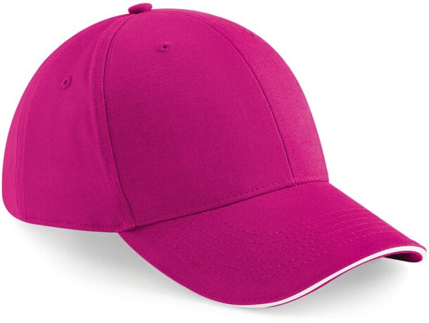 Gorra de 6 paneles ecológica Rojo/gris cálido detalle 5