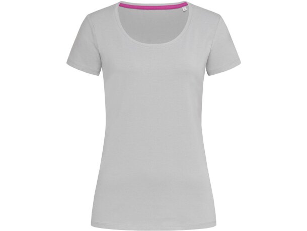 Camiseta Claire Crew Neck mujer algodón ring-spun elastán Rosa verdadero detalle 2