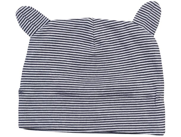 Gorro con orejitas algodón orgánico bebé regalo suave natural Natural/marino francés detalle 4