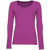 Camiseta manga larga de mujer 170 gr personalizada fucsia