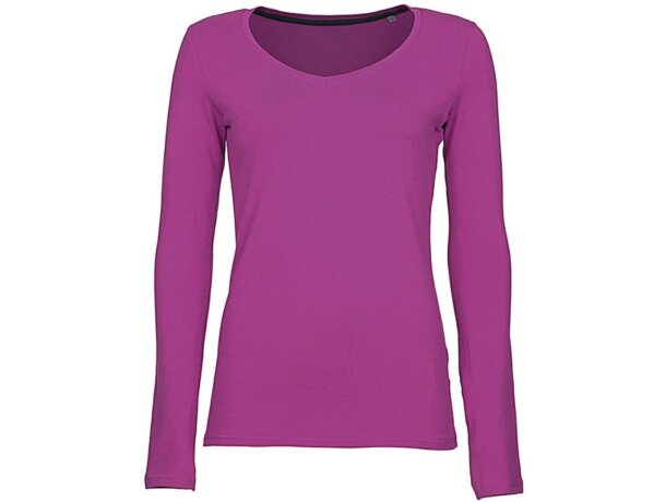 Camisetas impresas Claire manga larga algodón peinado mujer Marino oscuro detalle 1