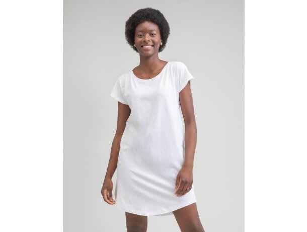 Vestido de mujer liso manga corta Blanco detalle 1