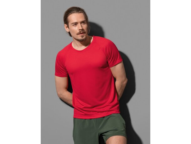 Camiseta de hombre 140 gr Rojo carmesí detalle 1