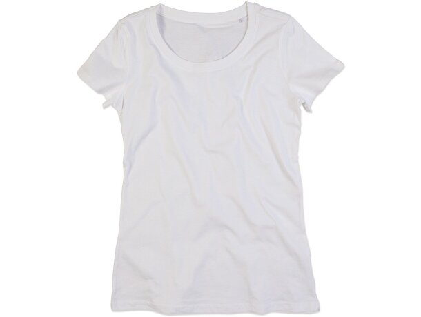 Camiseta de mujer cuello canalé blanca