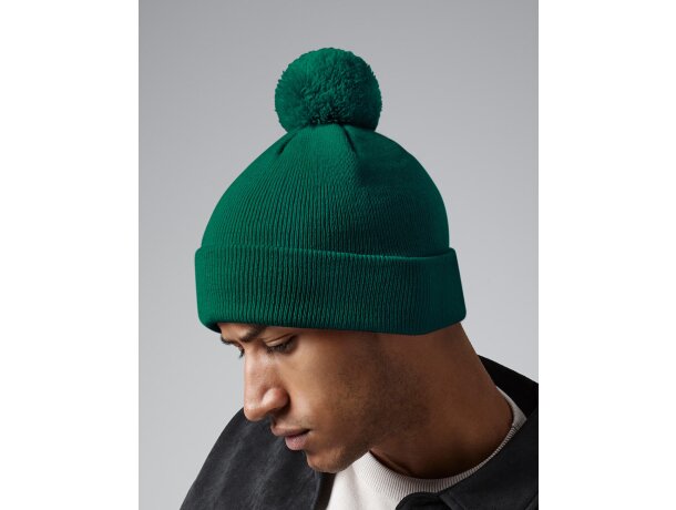 Gorro para el frío con pompón Verde botella detalle 4