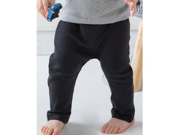 Pantalón bebé promocional para niños en viscosa. algodón orgánico 200 g/m2 Negro detalle 3