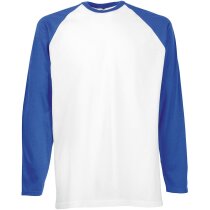 Camiseta manga larga unisex mangas contrastada 160 gr blanco/azul