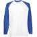 Camiseta manga larga unisex mangas contrastada 160 gr blanco y azul