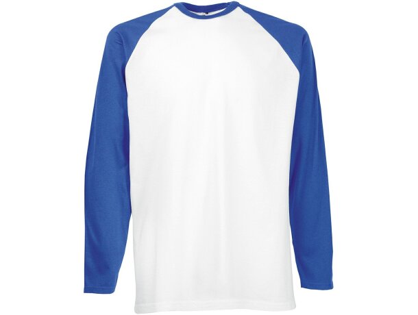 Camiseta baseball Fruit of the Loom bicolor manga larga algodón Blanco/rojo detalle 2