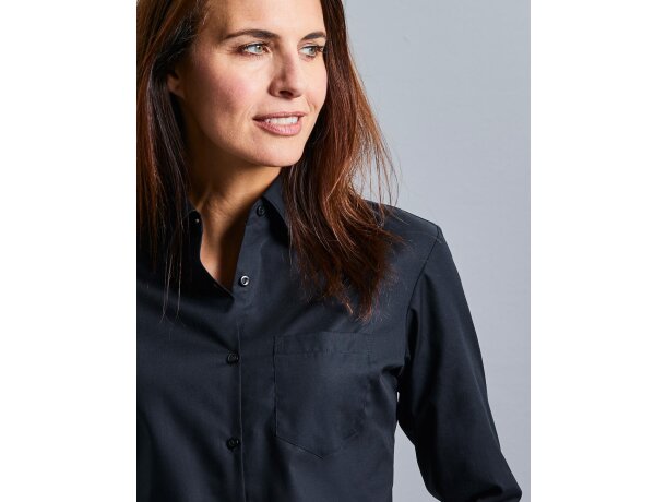 Camisa de mujer de manga larga Negro detalle 1