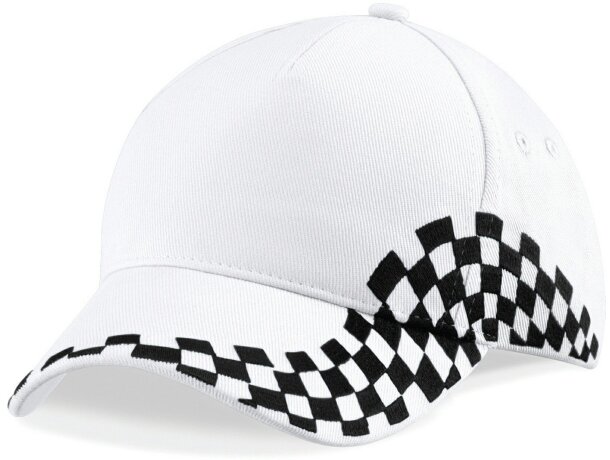 Gorra con diseño especial de carreras blanca personalizada