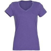 Camiseta de mujer lisa cuello en V lila Camiseta de mujer lisa cuello en V lila
