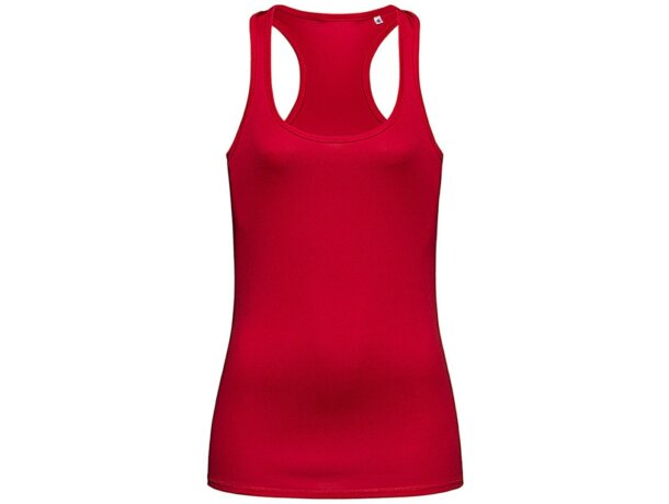Camiseta atleta de mujer tejido técnico 135 gr con logo roja