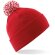 Gorro con pom pom unisex plegable Rojo clasico/blanco