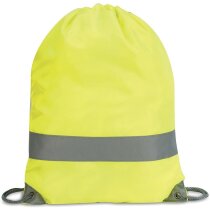 Mochila alta visibilidad de poliéster con cordones naranja fluor personalizado Mochila alta visibilidad de poliéster con cordones naranja fluor personalizado