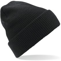 Gorro de poliester con dobladillo personalizado negro Gorro de poliester con dobladillo personalizado negro