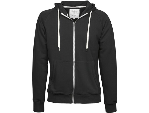 Chaqueta sudadera estilo urbano de hombre con capucha grabada negra