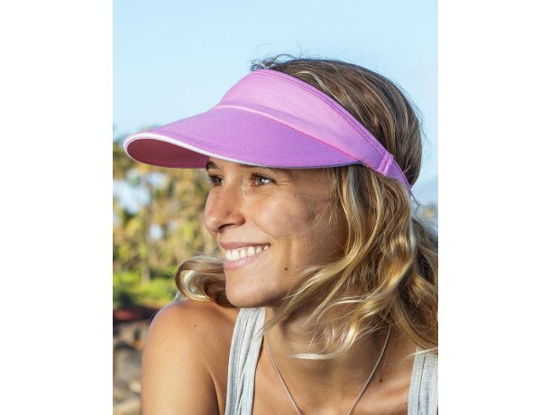 Visera para hacer deporte en colores lisos Rosa pastel/blanco detalle 3