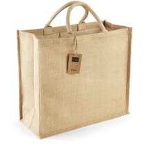 Bolsa de yute con asas de algodón trenzado natural