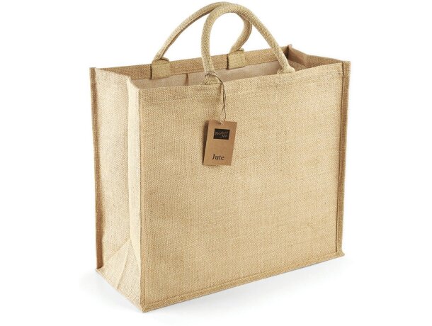 Bolsa de yute con asas de algodón trenzado natural Bolsa de yute con asas de algodón trenzado natural