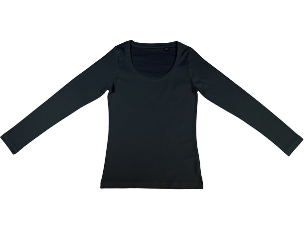 Camiseta manga larga de mujer de algodón 155 gr Negro detalle 1