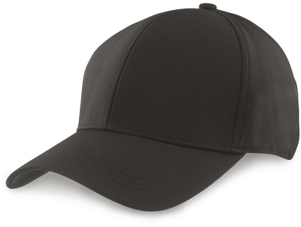 Gorra especial en soft shell de 6 Paneles grabada negra