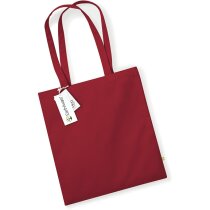 Bolsa de algodón orgánico con asas de mano largas personalizada roja