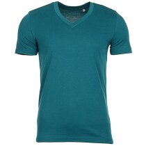 Camiseta de hombre manga corta cuello en V turquesa Camiseta de hombre manga corta cuello en V turquesa