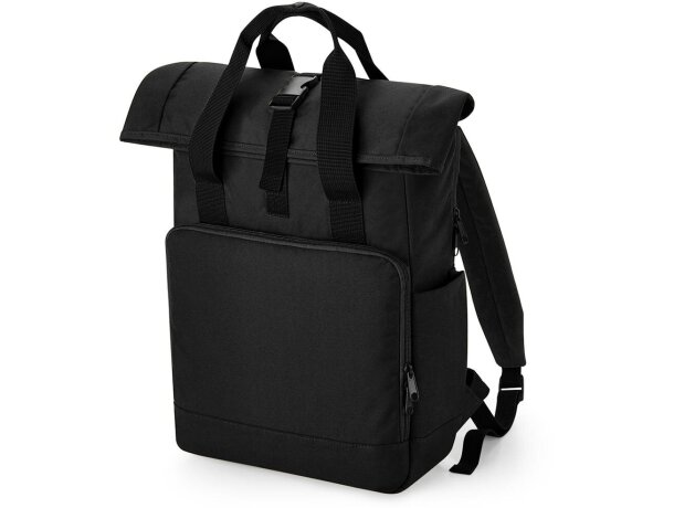 Mochilas publicitarias Roll-Top poliéster reciclado 15,6 pulgadas Mostaza detalle 4