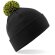 Gorro con pom pom unisex plegable Negro/verde lima