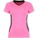 Camiseta de mujer manga corta combinada 135 gr negro/fucsia