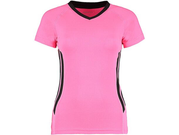 Camiseta de mujer manga corta combinada 135 gr con logo