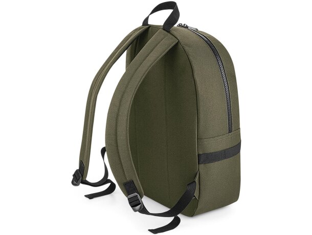 Mochila infantil poliéster con bolsillo delantero Verde militar detalle 1