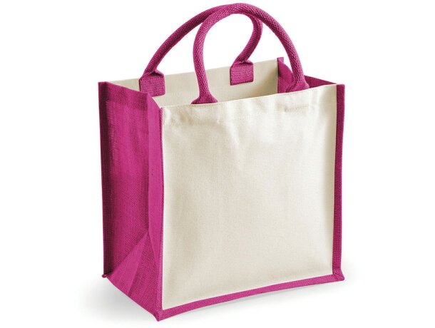 Bolsa de yute laminado grabada fucsia