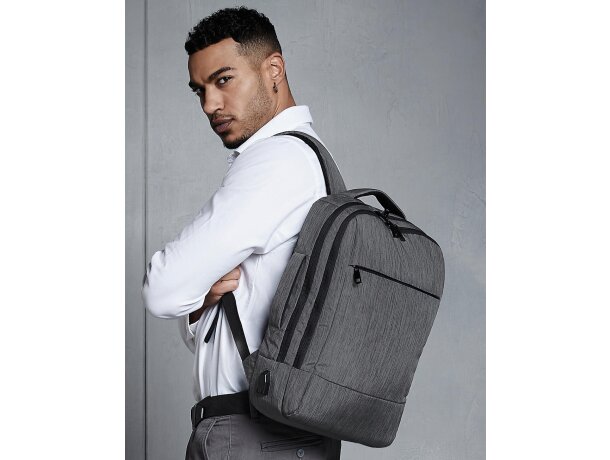 Mochila convertible 100% de poliester Gris/negro detalle 6