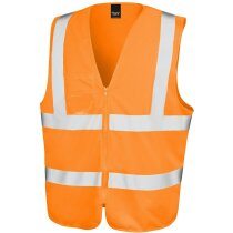 Chaleco de poliester con bolsillos personalizado naranja fluor