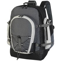 Mochila deportiva multibolsillos con logo negro y naranja Mochila deportiva multibolsillos con logo negro y naranja