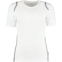 Camiseta de mujer manga corta detalles de color 135 gr blanco y gris