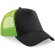 Gorra sencilla con 5 paneles y rejilla trasera Beechfield Negro/verde lima