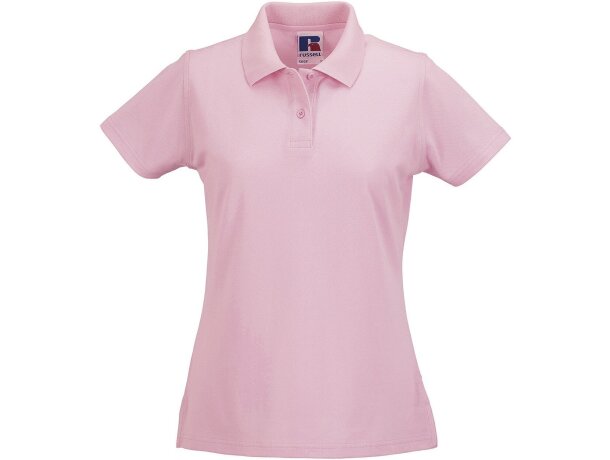 Polo de manga corta de mujer 200 gr con logo fucsia