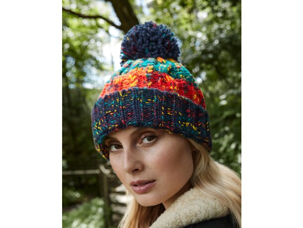 Gorro de invierno económico poliacrílico con base doblada Corkscrew Rosa detalle 5